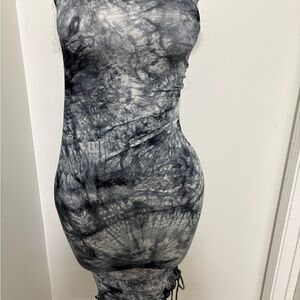 Tie-Dye Bodycon Mini Dress in Black & Gray NWOT Small